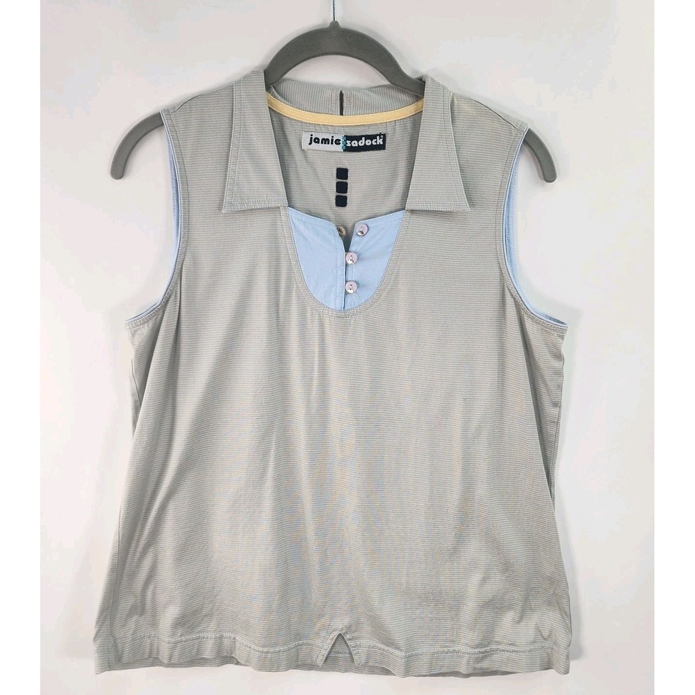 Jamie Sadock Sleeveless Golf Polo Top Women's S Grey Moisture Wicking
